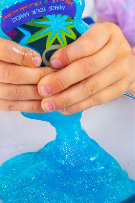 Glitter Glue Slime Just Two Ingredients with Easy Clean Up! - Eating Richly