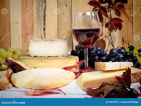 French Cheese Platter with Wine Stock Image - Image of lunch, black: 44870291