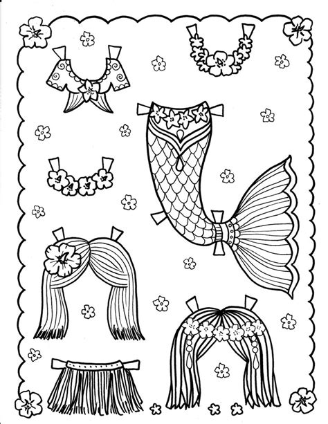 Mermaid Paper Doll 5 Pages to Color and Cut and Play - Etsy