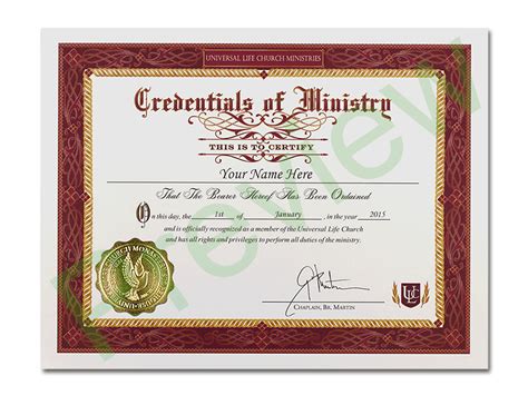 Ordination Certificate - Get Ordained