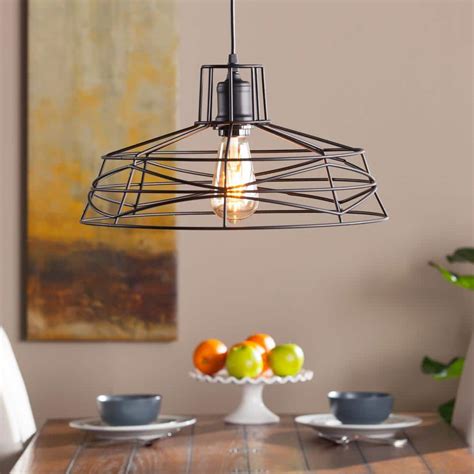 Attaway 1-Light Matte Black Wire Cage Pendant Lamp-HD88203 - The Home Depot