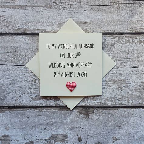 Personalised 2nd Wedding Anniversary Card Handmade Second | Etsy UK | Wedding anniversary cards ...