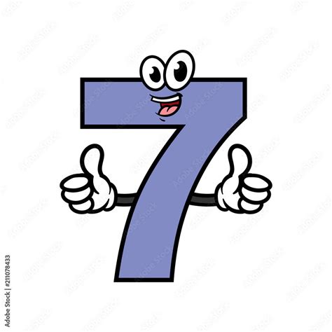 Cartoon Number Seven Character Stock Vector | Adobe Stock