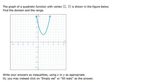 [Solved] . The graph of a quadratic function with vertex (2, 3) is ...