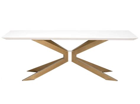 Essentials for Living Ivory / Brass 87'' Wide Rectangular Dining Table | ESL4630BRAIVO