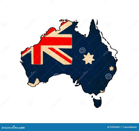 Australia Map On Australia Flag Drawing Stock Image - Image: 33555441