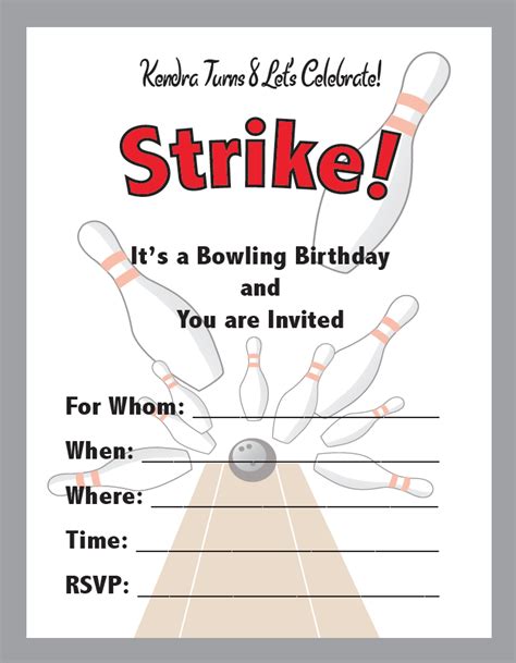 Free Printable Bowling Birthday Party Invitations