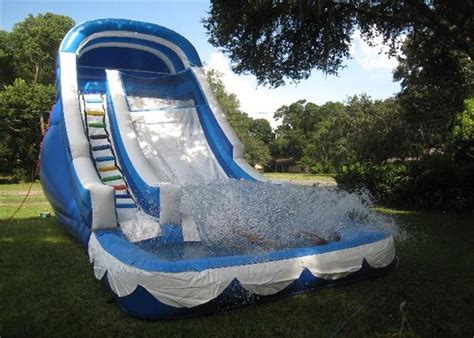 Cool Inflatable Adult Water Slide / Blue Backyard Inflatable Wet Slide