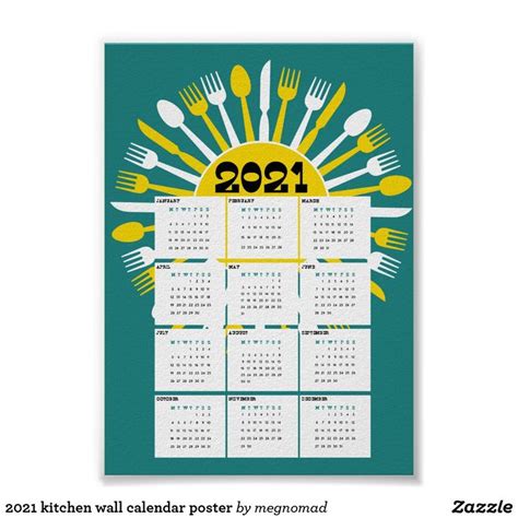 2021 kitchen wall calendar poster