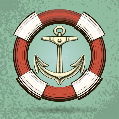 Anchor and Lifebuoy Colorful Tattoo Stock Vector - Illustration of graphic, antique: 193681168