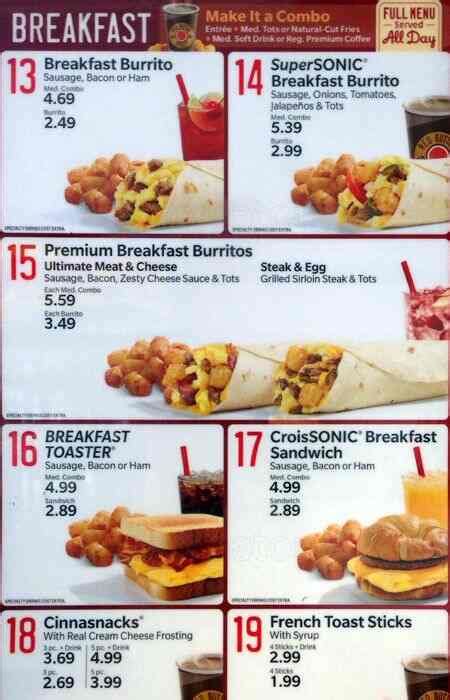 sonic breakfast menu prices