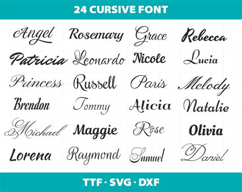 24 Cursive Font Bundle Alphabet Letters Font Svg Ttf Otf Dxf - Etsy