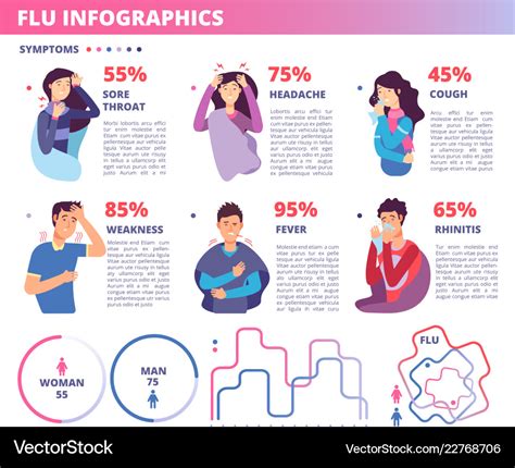 Flu symptoms infographics influenza prevention Vector Image