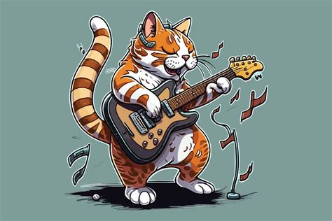 Cat playing guitar vector illustration 22330424 Vector Art at Vecteezy