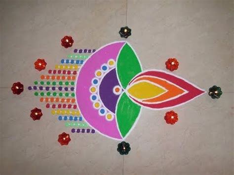 NEW Beautiful Diya Rangoli For Diwali - UNIQUE and INNOVATIVE Rangoli By Maya ! - YouTube ...