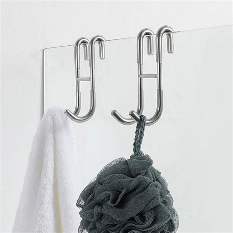 Simtive Shower Door Hooks (2-Pack), Over Door Hooks for Bathroom Frameless Glass Shower Door ...