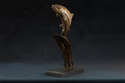 Leaping Salmon Bronze Sculpture