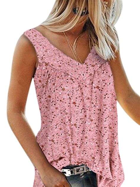 Sexy Dance - S-5XL Women Floral Summer Loose Sleeveless Tank Vest Boho Baggy Tops Shirt Ladies ...