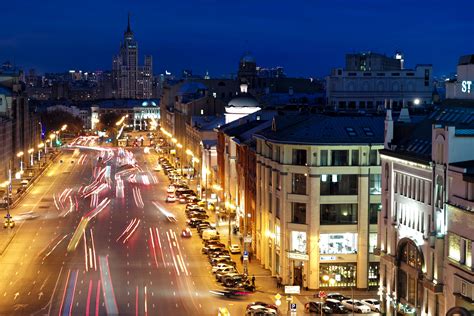 russia, Moscow, Houses, Roads, Street, Night, Street, Lights, Motion, Cities Wallpapers HD ...