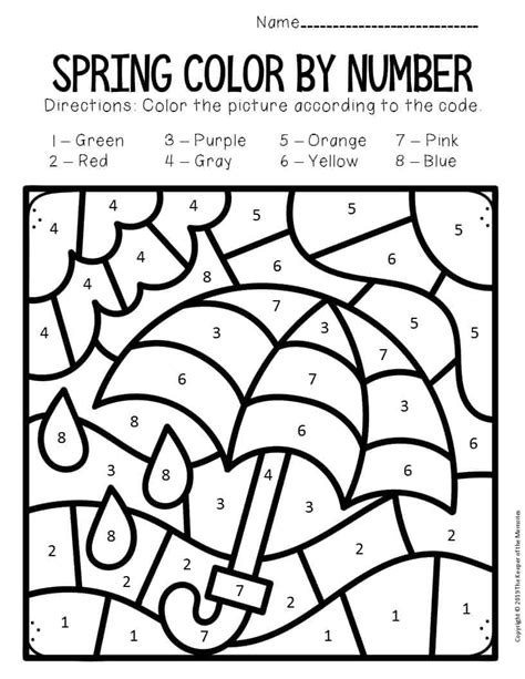 Color By Number Spring Printable - Printable Word Searches