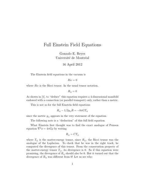 (PDF) Full Einstein Field Equations