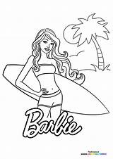Barbie On The Beach  Coloring Pages For Kids sketch template