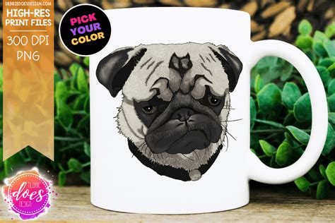 Hand Drawn Pug Dog - Choose your Color - Sublimation/Printable Design ...