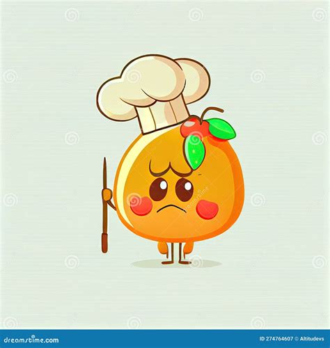 Cute Apricot Cartoon Character in a Chef Hat, Cartoon Style, Modern ...