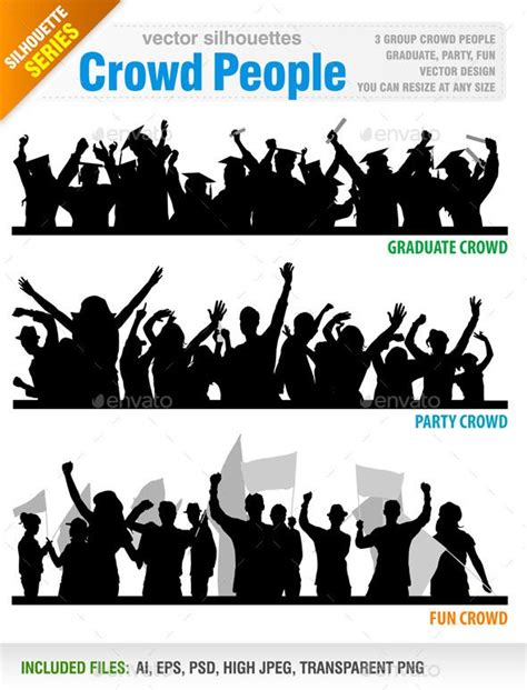 Crowd People Vector - People Characters Silhouette Stencil, Silhouette Vector, Free Vector ...