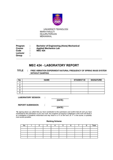 FREE VIBRATION EXPERIMENT-NATURAL FREQUENCY OF SPRING MASS SYSTEM WITHOUT DAMPING - Any ...