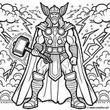 Thor coloring Page With Template Download Or Print For Free sketch template