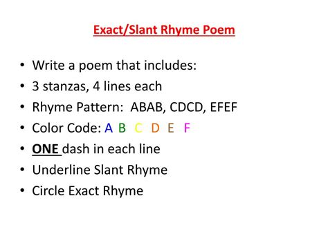 PPT - Exact/Slant Rhyme Poem PowerPoint Presentation, free download - ID:3645768