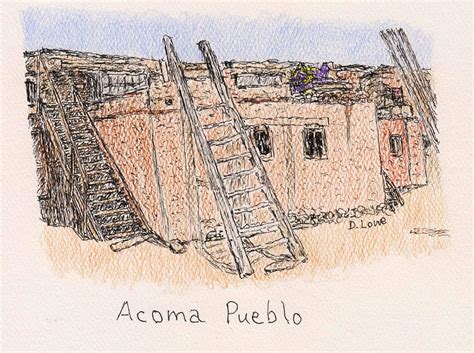 Acoma Pueblo Drawing by Danny Lowe - Fine Art America