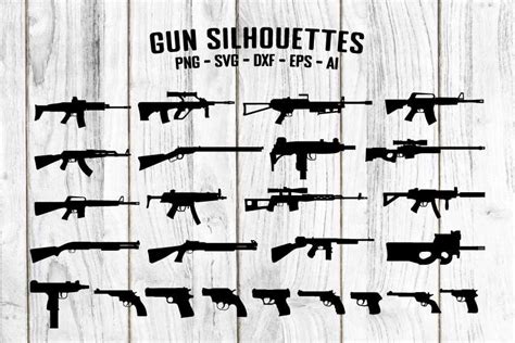 Gun Silhouettes in Vector Graphic by SeaquintDesign · Creative Fabrica