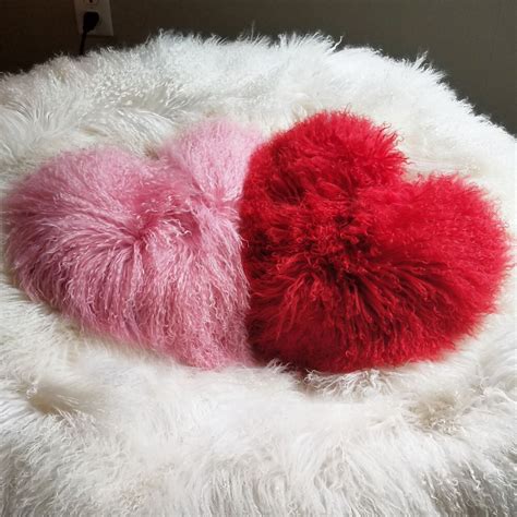 “I Love You More” Heart Shaped Fur Pillows More Colors | Ultimate Sheepskin