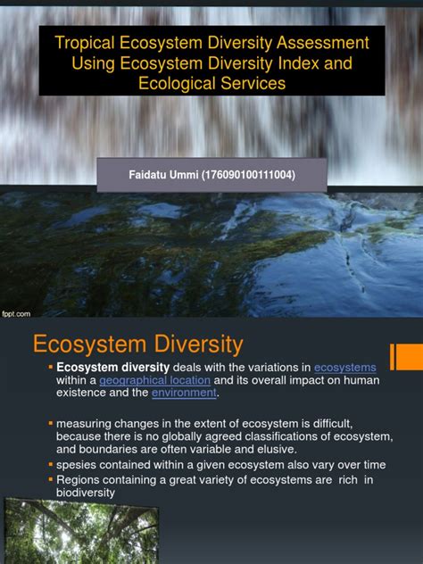 Tropical Ecosystem Diversity Assessment Using Ecosystem Diversity Index | PDF