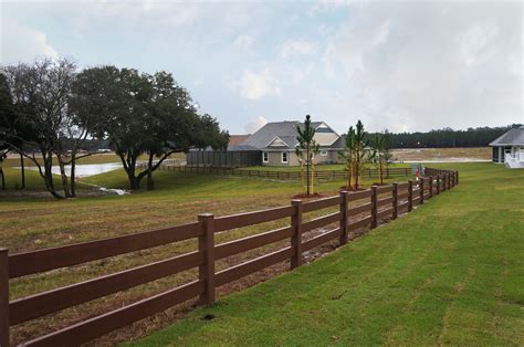 3 Rail Brown Vinyl Ranch Fence Wood Grain Vinyl Fence, Wood Vinyl, Farm Gates Entrance, Ranch ...