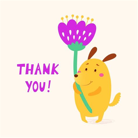 Thank you vector card with cute dog Exclusive Vector by Stockio.com | Cute cartoon drawings ...