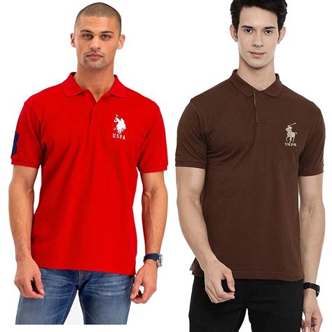 Buy USPA Men Cotton T-Shirt (Red and Brown_XL) Combo Of 2 at Amazon.in