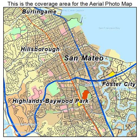 Aerial Photography Map of San Mateo, CA California