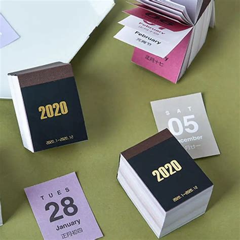 2020 New Year Cute Calendars Mini Tearable Desk Calendar Office Work Learning Schedule Periodic ...