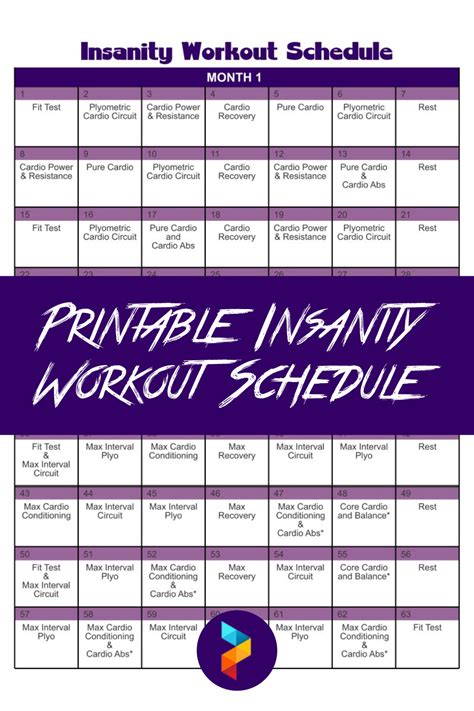 Printable Insanity Workout Schedule | Workout schedule, Insanity ...