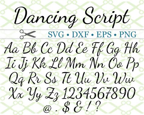 DANCING SCRIPT SVG FONT-Cricut & Silhouette Files SVG DXF EPS PNG ...