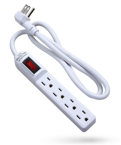 Surge Protector Power Strip Flat Plug Fosmon [ETL Listed] 4-Outlet ...