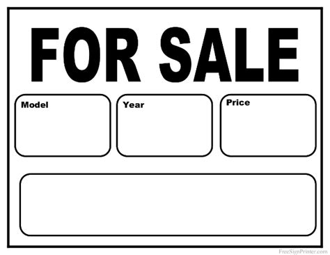 Printable Car for Sale Sign