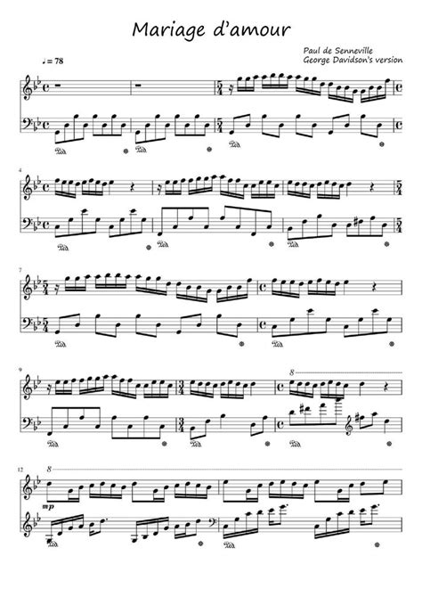 Mariage d'amour (original George Davidson's version) free sheet music by Paul de Senneville ...