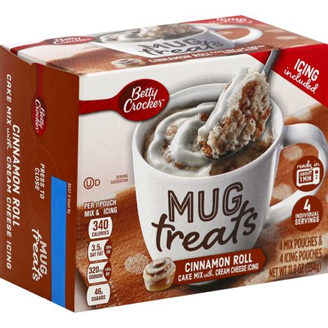 Betty Crocker Mug Treats Cake Mix, Cinnamon Roll, with Cream Cheese ...