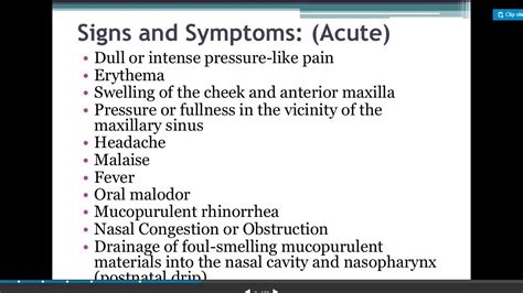 Signs and Symptoms of Acute maxillary sinusitis - YouTube