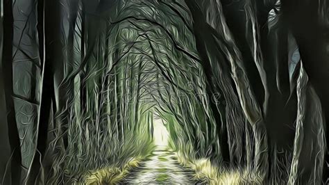 Scary Dark Forest - Art Collection Stock Illustration - Illustration of abandoned, color: 265201759