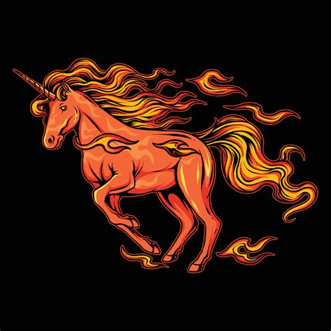 fire unicorn with horns and hair smoldering and burning fire running fast like lightning 4292334 ...